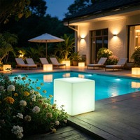 Ensemble de meubles de patio en cube LED rechargeable, moderne, imperméable, pour jardin extérieur, table et chaises