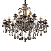 Lustre Moderne de Salon, Chandelier Cristal de Luxe pour Hôtels et Villas, Suspensions en Verre Gris Fumé, Éclairage Suspendu de Salon – Direct Usine