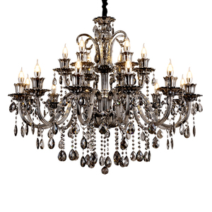 Lustre Moderne de Salon, Chandelier Cristal de Luxe pour Hôtels et Villas, Suspensions en <span class=keywords><strong>Verre</strong></span> Gris <span class=keywords><strong>Fumé</strong></span>, Éclairage Suspendu de Salon – Direct Usine - Product Image 2