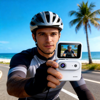 Mini caméra d'action WiFi stabilisée, écran 2,0 pouces, 1080P, grand angle 143°, charge rapide 1H, port Type-C, MicroSD 128 Go, étanche 10 m