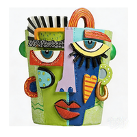 Pot de fleurs en résine coloré style Picasso, motif visage abstrait, pour décoration moderne de la maison, vase tête unique en résine, pot de fleurs de jardin