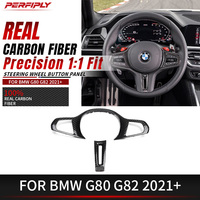 Garniture de panneau de commande de volant en fibre de carbone sèche Perfiply pour BMW G80 M3/G82 M4 2021+ – Amélioration intérieure