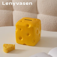 Tirelire en céramique en forme de fromage, boîte à monnaie, tirelire décorative pour la maison, ornement pour enfants, sans possibilité de retirer de monnaie, vente en gros