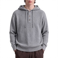 Vêtement d'usine transfrontalier pour hommes, style preppy coréen, couleur unie, collection automne/hiver 2026, en polyester, coupe ample, à capuche, manches longues