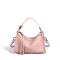 Sac bandoulière de luxe en cuir véritable tressé pour femme, sac à main Intrecciato fait main, sac de créateur de luxe avec rivets au bas