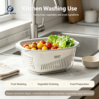 Corbeille de drainage double couche en plastique haut de gamme, nouvelle assiette à fruits raffinée pour le lavage des fruits domestiques et la cuisine, idéale pour le salon