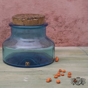 Daniele F. Paire de bocaux en verre bleu clair avec bouchons en liège 4 kg pour le stockage en cuisine et pour les fêtes Contenants en verre élégants - Product Image 1