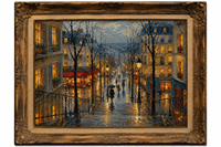 Peinture à l'huile de paysage urbain de Paris de style vintage de luxe, grande taille, peinture à l'huile de paysage personnalisée pour salon