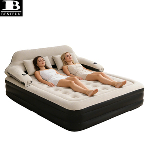 Materasso Gonfiabile Rialzato Queen Size 16 Pollici con Testiera, Letto <span class=keywords><strong>Matrimoniale</strong></span> Portatile per Casa, Esterni e Campeggio - Product Image 1