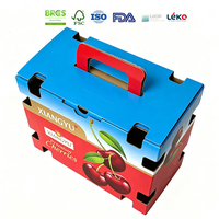 Boîte en cerisier personnalisée DL avec poignée, carton ondulé imprimé pour les producteurs et les grossistes de fruits frais