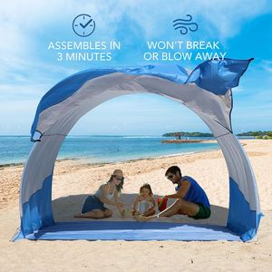 Carpa de Playa Plegable Impermeable y Resistente al Viento de Una Habitación para 3-6 Personas, Camping al Aire Libre, Toldo de 360°, Tela de Poliéster 190T - Product Image 4
