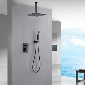 New Design Multifunctional Black bathroom Portable Shower Set Wall Mounted Rain Shower