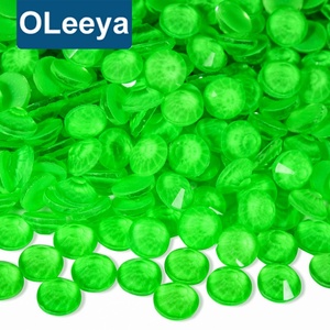 Strass en verre à dos plat Oleeya de haute qualité, nouvelles couleurs néon, tailles SS6-SS30, non thermocollants, cristaux pour ongles en stock - Product Image 1