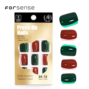 Ensemble d'ongles courts carrés à coller et <span class=keywords><strong>kit</strong></span> d'ongles à pression réutilisable avec colle et lime à ongles hiver abs faux faux ongles 24 pièces - Product Image 1