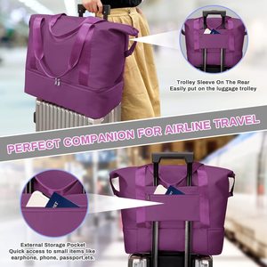 Bolso de viaje Oxford Weekender personalizado, bolsa de mano con cremallera, compartimiento para zapatos de fin de semana, con bolsa de aseo, aprobado por <span class=keywords><strong>vuelo</strong></span> - Product Image 5