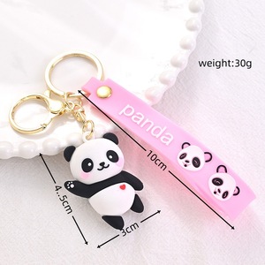 Customizable 3D Panda <b>Keychain</b> Cute Cartoon Animal Car Pendant Rechargeable Floating Crystal Available in Zinc Alloy - Product Image 6