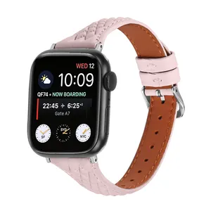 Модный браслет из натуральной кожи с ромбовидным узором для часов Apple Watch 8 7 6 5 iWatch кожаные ремешки для часов