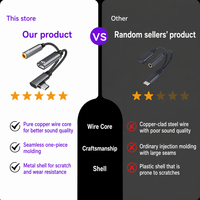Adaptador de Audio Duradero 2 en 1 Tipo-C a 3.5mm AUX con Cable de Carga Rápida PD de 60W, Convertidor USB C para Teléfono/Laptop/Tablet