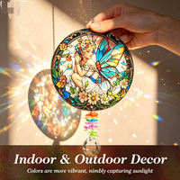 Attrape-soleil rond Art Déco en verre coloré avec gouttes de cristal, personnalisable avec logo OEM/ODM disponible en gros