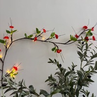 Décorations de fête en plastique, branche de saule, guirlande LED, décoration murale féerique pour usage intérieur/extérieur