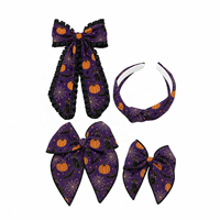 Nœud de cheveux d'Halloween pour filles, motif citrouille, en tissu, avec bandeau, accessoires de cheveux pour fêtes et célébrations