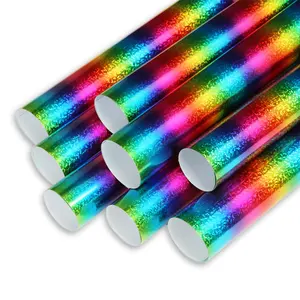 Großhandel Laser Rainbow htv Laser Rainbow PU Wärme übertragung Vinyl folie für Kleidung
