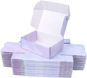 Caja de cartón corrugado de papel reciclable estable, embalaje Púrpura pequeño, venta al por mayor