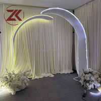 Arco de tela translúcida con iluminación LED ZKAI, túnel curvo, camino de boda, telón de fondo, soporte luminoso grande para banquete de boda