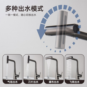 Gunmetal Gray Kitchen Faucet 304 Stainless Steel Single Handle Pull Out <b>Spray</b> Deck <b>Mounted</b> Hot And Cold Water - Product Image 5