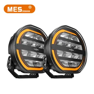 MES DESIGN 12V 100W 5800LM 7 Inch Led Driving Auxiliary Light Dual-color DRL Off Road Spotlight Offroad LED Work Lamp For Truck