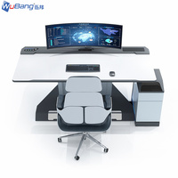 Console de salle de contrôle de style moderne avec double poste de travail et éclairage LED