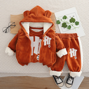 Set di Abbigliamento Autunno-Inverno per Bambini 2025, Nuovo Elegante Completo Caldo con Gilet e <span class=keywords><strong>Felpa</strong></span> con Cappuccio per Ragazzi e Ragazze, Set di Tre Pezzi - Product Image 5