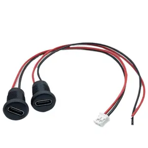 Tùy chỉnh <span class=keywords><strong>USB</strong></span> C nữ 2pin kết nối không thấm nước ổ cắm Bảng điều khiển gắn kết Loại C Cổng với dây - Product Image 1