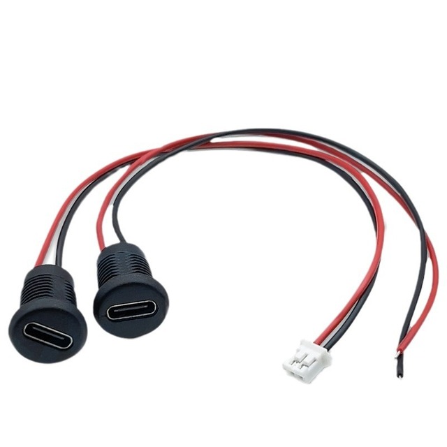 Customize USB C Female 2Pin Connector Waterproof Socket Panel Mount Type C Port with Wire