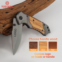 YUEYANG couteau de poche en acier inoxydable personnalisable multi-outils lame en titane manche en bois gravure personnalisée pour la survie OEM