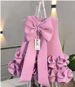 Abito Elegante Personalizzato per Ragazze con Fiocco, Senza Maniche, per Banchetti, Compleanni, Spettacoli, Feste, Natale, con Volant 3D - Product Image 6