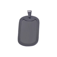 Pendentif rectangulaire de haute qualité en acier inoxydable 316, style militaire, avec cadre noir en acier inoxydable
