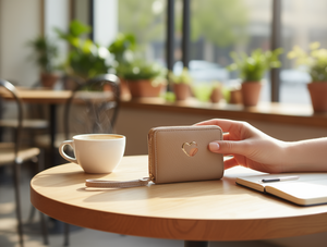 Portafoglio da donna con doppia cerniera, di piccole dimensioni, con cinturino da polso, stile minimalista, per uso quotidiano - Product Image 2