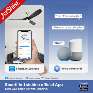 พัดลมเพดาน LED 1stshine ตั้งเวลาได้, มอเตอร์ DC ไฟต่ำ60นิ้วใบพัดไม้หรูหราพัดลมเพดาน - Product Image 6