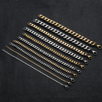 Bracelet RQ 3mm5mm7mm9mm11mm Miami en acier inoxydable plaqué or, chaîne cubaine pour femmes et hommes