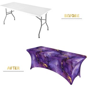 Nappes rectangulaires en marbre violet, luxe, extensibles, en spandex, pour mariage, banquet, décoration de la maison, stock, hôtels, Chine - Product Image 4