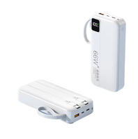 Nouvelle Arrivée Vente en Gros Batterie Externe à Charge Rapide 66W avec Câble Intégré 20000 mAh Grande Capacité Affichage Numérique Logo Personnalisé Mobile