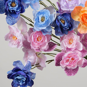 Fleurs artificielles Greenway, fleur de princesse à 3 têtes, pétales en PVC, plante entière, arrangements floraux décoratifs pour mariages et - Product Image 4
