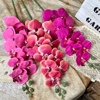 Vente en gros de fleurs d'orchidées artificielles de plusieurs couleurs, rose, violet, fausse tige de fleur de phalaenopsis, 9 têtes en soie pour décoration de mariage à la maison