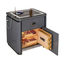 Table de chevet intelligente pour chambre à coucher, avec chargeur sans fil, design moderne et simple, rangement multifonctionnel, bois et verre JUN