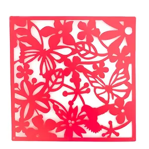 New Product PP material Wall Decor with Rectangle Metal Flowers Wall Sculpture for Living Room