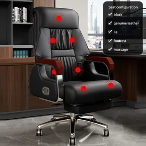 Chaise de bureau moderne de luxe de haute qualité pour patron de direction, 7 points de massage vibrant avec repose-pieds, chaise de bureau ergonomique, vente en gros