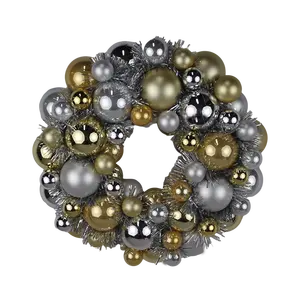 Senma sine 33cm Gold gemischt Silber Shinny Matte Ball Ornamente Kugeln Kranz mit Kunststoff basis Lametta Party Xmas Hanging Decor