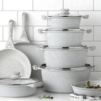 9 pièces ustensiles de cuisine en fonte d'aluminium poêle à frire marmite casseroles omelettes ensemble de casseroles antiadhésives avec couvercle