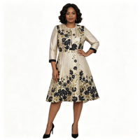 Ensemble de robe de cérémonie en tissu brocart avec motif unique, grande taille, au design magnifique